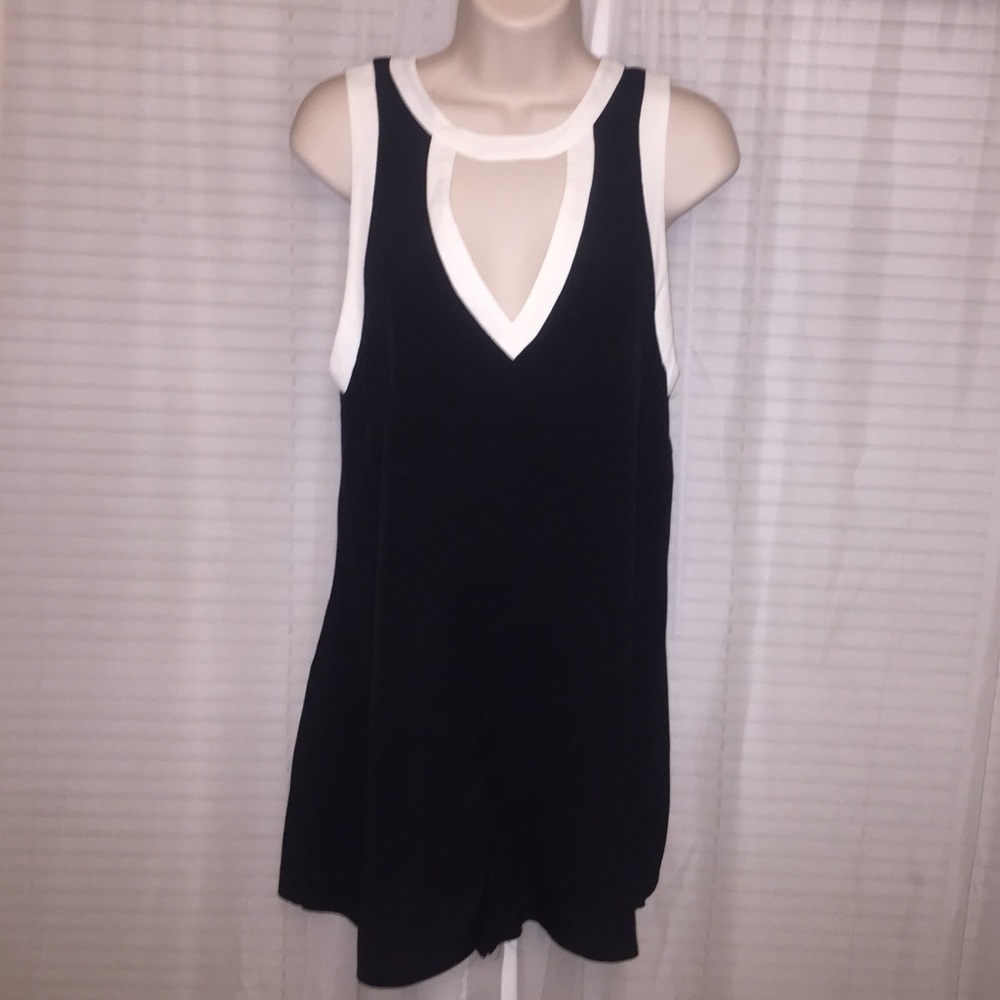 Black and white open back romper